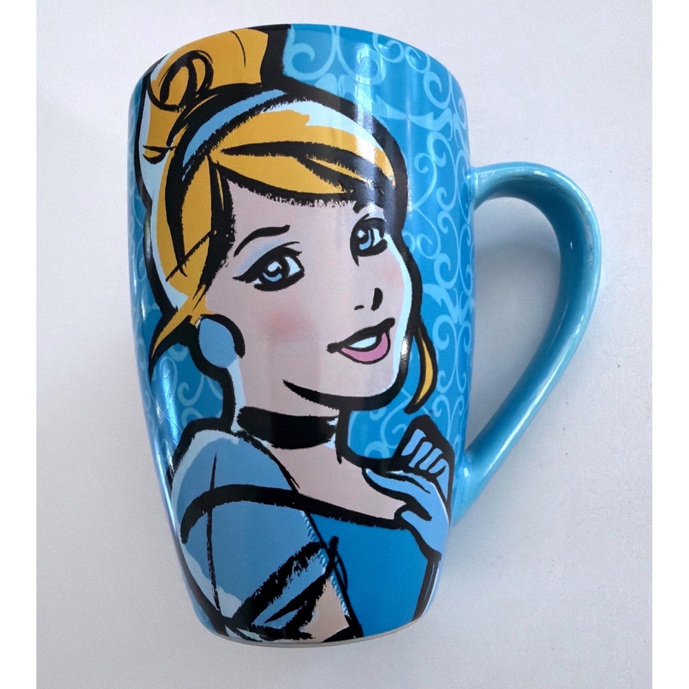 Disney Parks Cinderella Blue Coffee Mug Past Midnight Tall Ceramic Cup